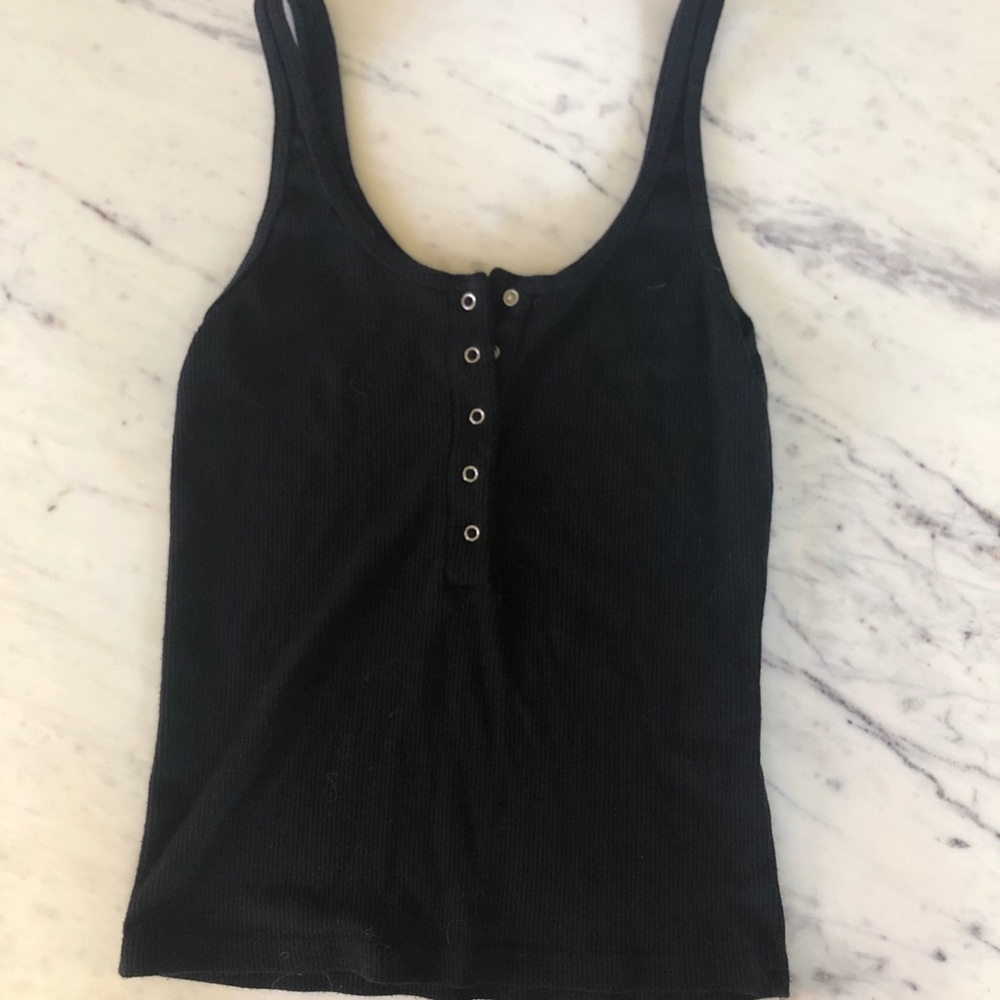 Brandy Melville black button down tank top